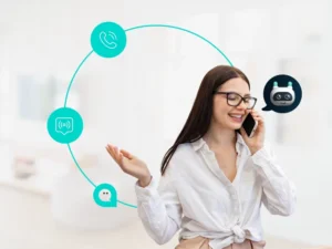 Voicebot de Omnis Contact Center CX atendiendo una llamada con flujo inteligente y análisis de emociones.