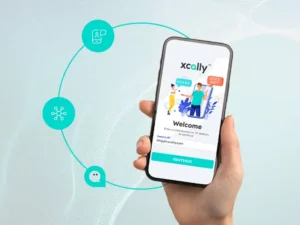 pantalla de teléfono mostrando panel de agente con varias interacciones
