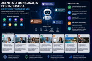 Omnis Contact Center CX 1 Agentes IA omnicanales gestionando conversaciones de clientes en diferentes industrias