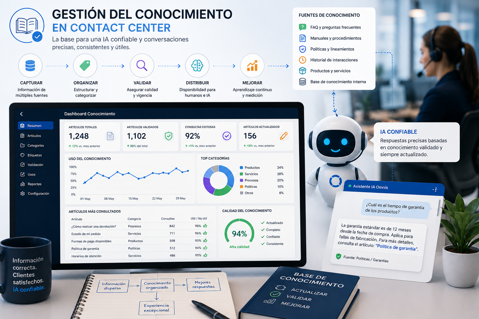 Gestión del conocimiento en Contact Center con agentes y herramientas de inteligencia artificial