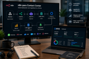 Omnis Contact Center CX 1 n8n para Contact Center conectado con agentes IA, CRM y Omnis mediante automatizaciones