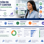 Panel de contención en Contact Center con métricas de resolución, transferencias y satisfacción del cliente